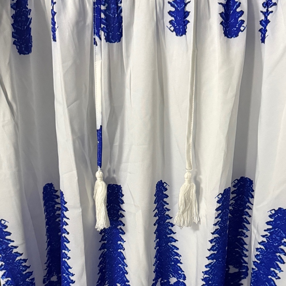 Blue and White Embroidered Dress - Picture 4 of 6